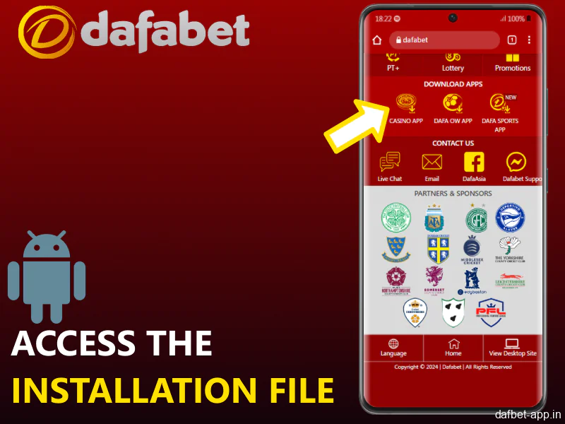 Access the installation file on Defabet website