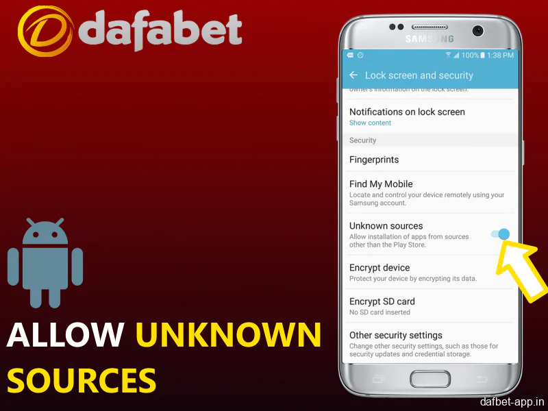 Allow unknown sources for the Dafabet app installaton