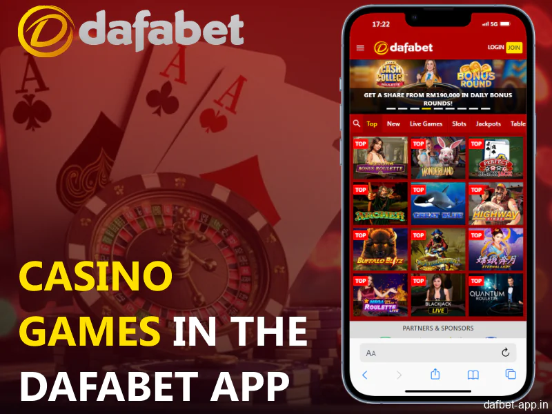 Casino games options available in Dafabet app in India