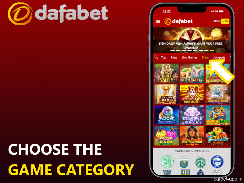 Choose the Dafabet app game category