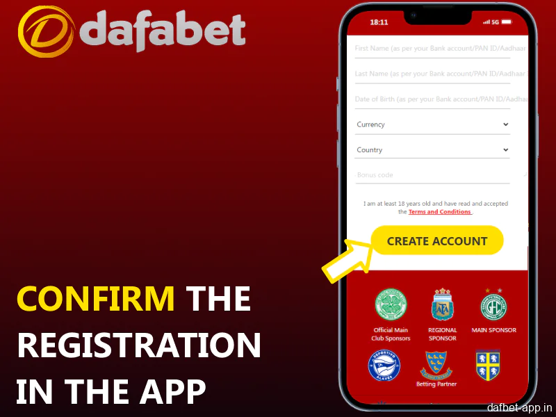 Confirm the registration in the Dafabet app