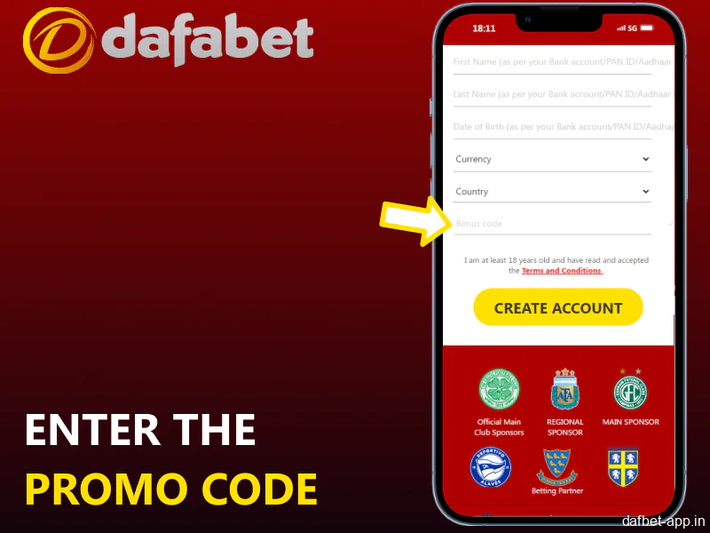 Enter the Promo Code in the Dafabet app