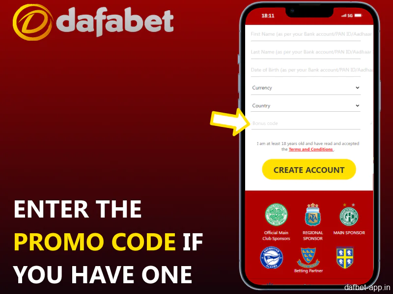 Enter the Dafabet App Promo Code if you have one