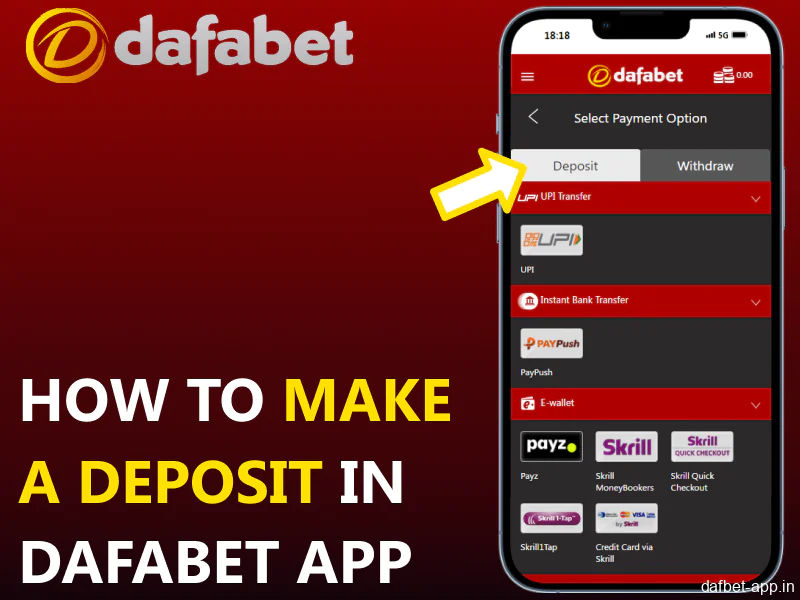 Guide on making deposits in the Dafabet app