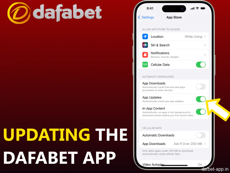 Instruction on updating the Dafabet app