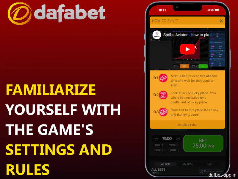 Familiarize yourself with the game's settings and rules in the Dafabet mobile app